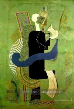 Homme assis au verre Femme et Man 1914 cubiste Pablo Picasso Peinture à l'huile